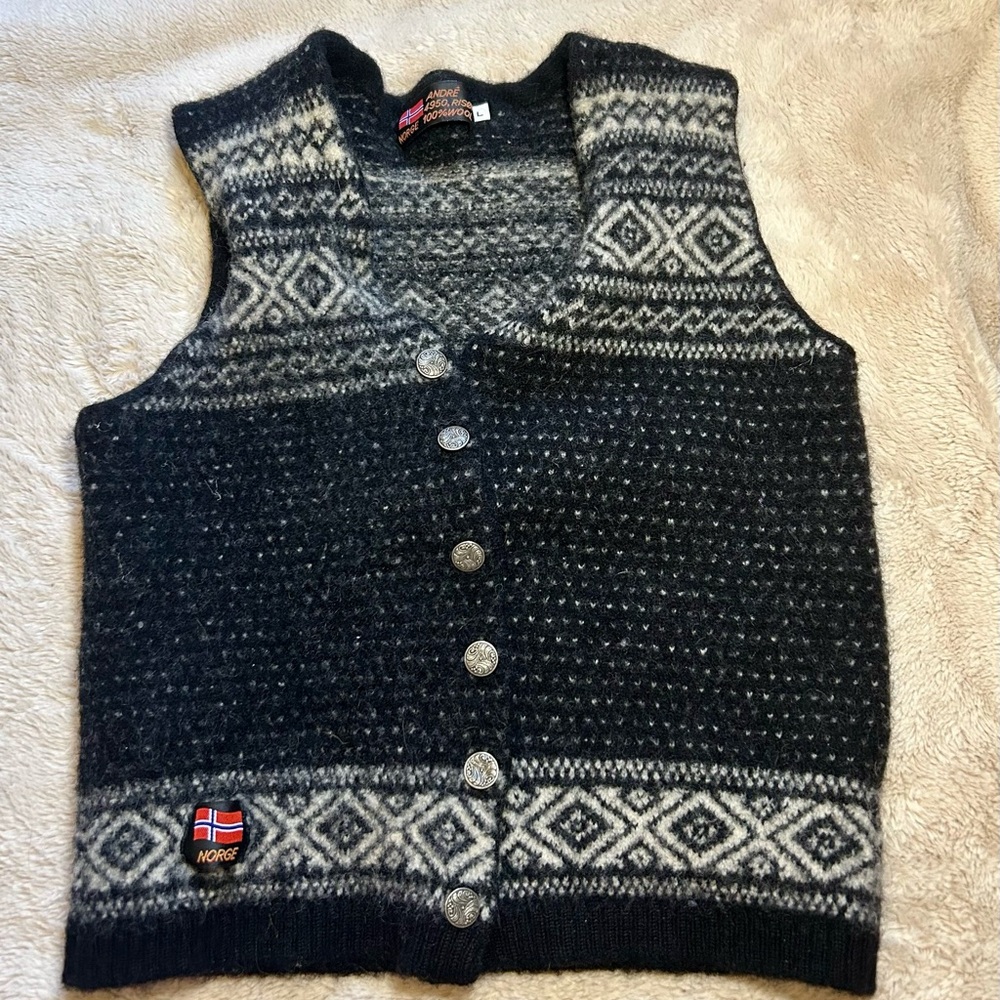 Dale of Norway Black and Gray Wool Vest